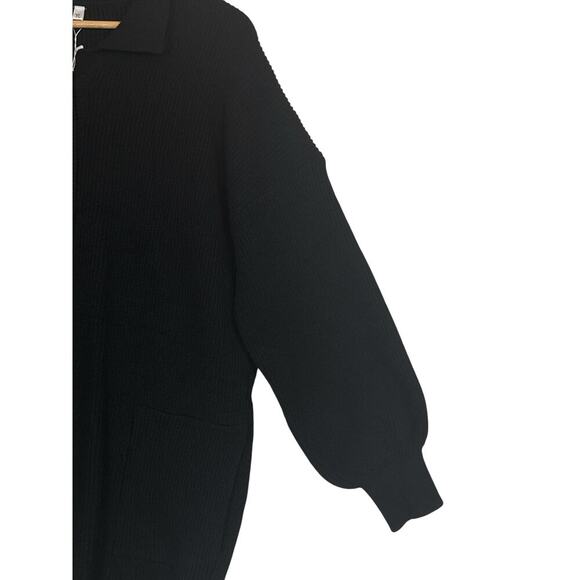 Deepself Women's Soft Lapel Ribbed Knitted Tunic Mini Dress Size XL Black NWT - Picture 4 of 9